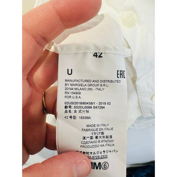 MM6 MAISON Martin Margiela White 100% Cotton Button Up Cape Style Top size EU 42 - Picture 9 of 11